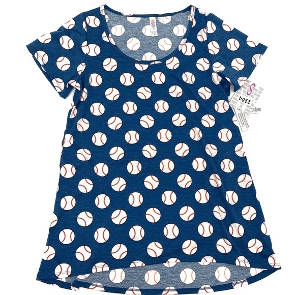 NWT LuLaRoe Baseball Blue Soft Hi Lo T-Shirt Sz Sm - Picture 2 of 5